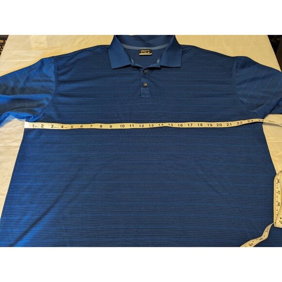 NIKE GOLF Polo Shirt Men XL Blue Striped Short Sleeve DRI-FIT Embroidered - Picture 9 of 12